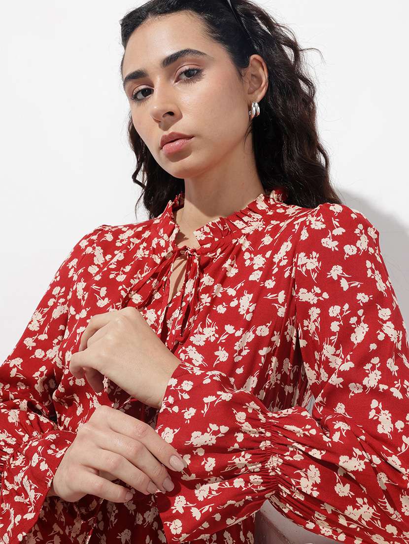 women floral print long sleeve tiered dress - 22376987 -  Standard Image - 1