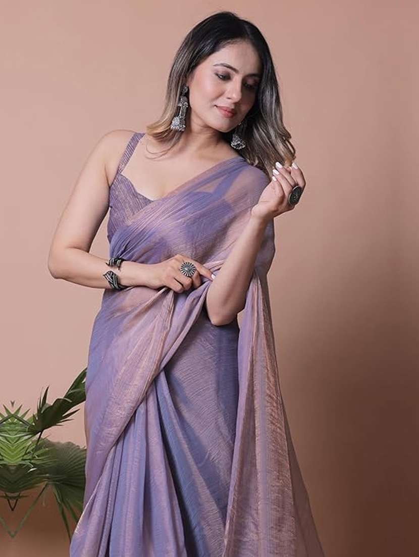 women solid plain saree with blouse - 22377141 -  Standard Image - 1
