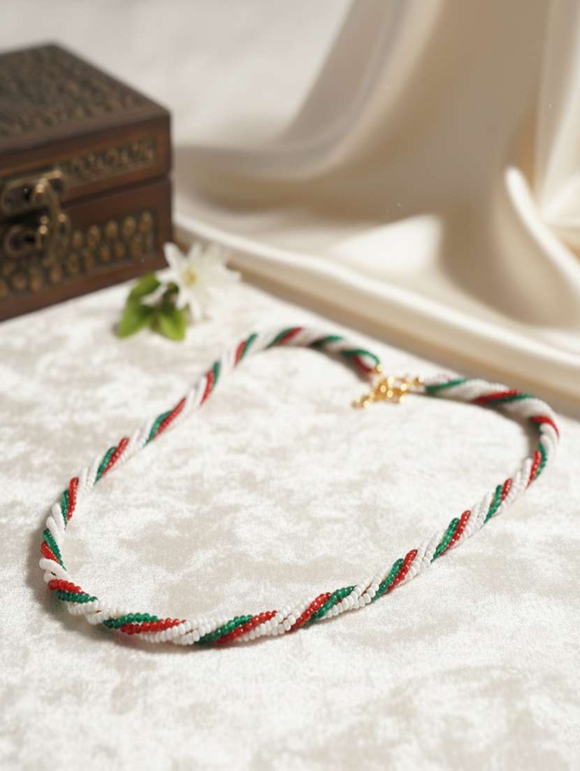 natural pearl ruby emerald beaded necklace for women