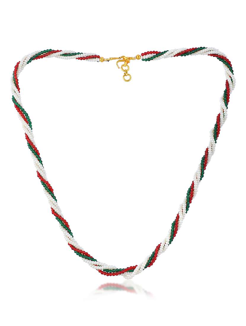 natural pearl ruby emerald beaded necklace for women - 22377226 -  Standard Image - 4