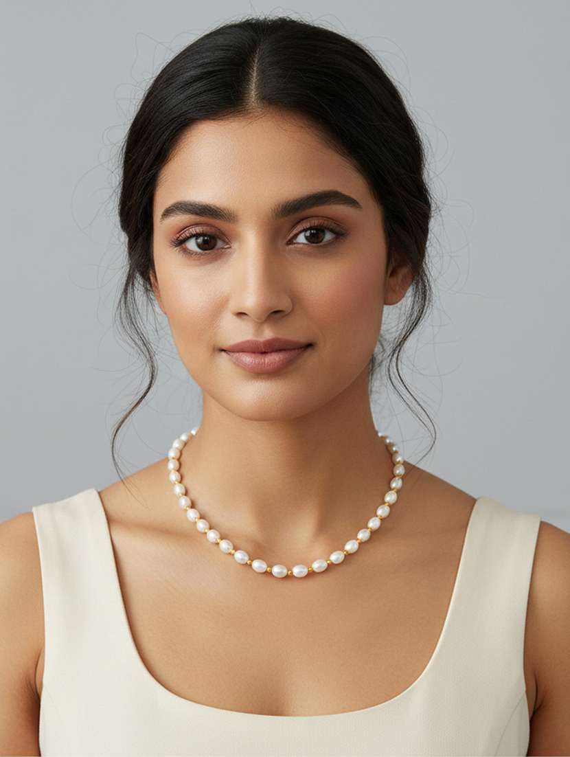 white pearl choker necklace for women - 22377310 -  Standard Image - 1