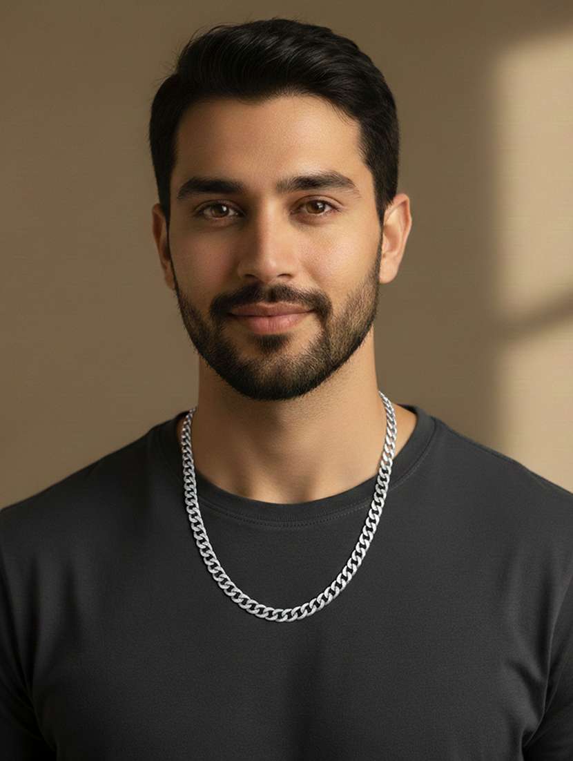 stainless steel anti tarnish silver plated heavy chain for men - 22377311 -  Standard Image - 1