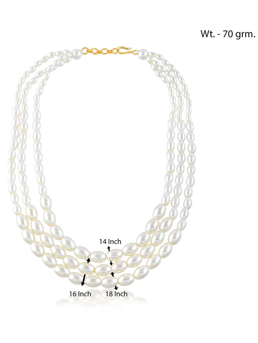 white pearl triple liner necklace for women - 22377313 -  Standard Image - 4