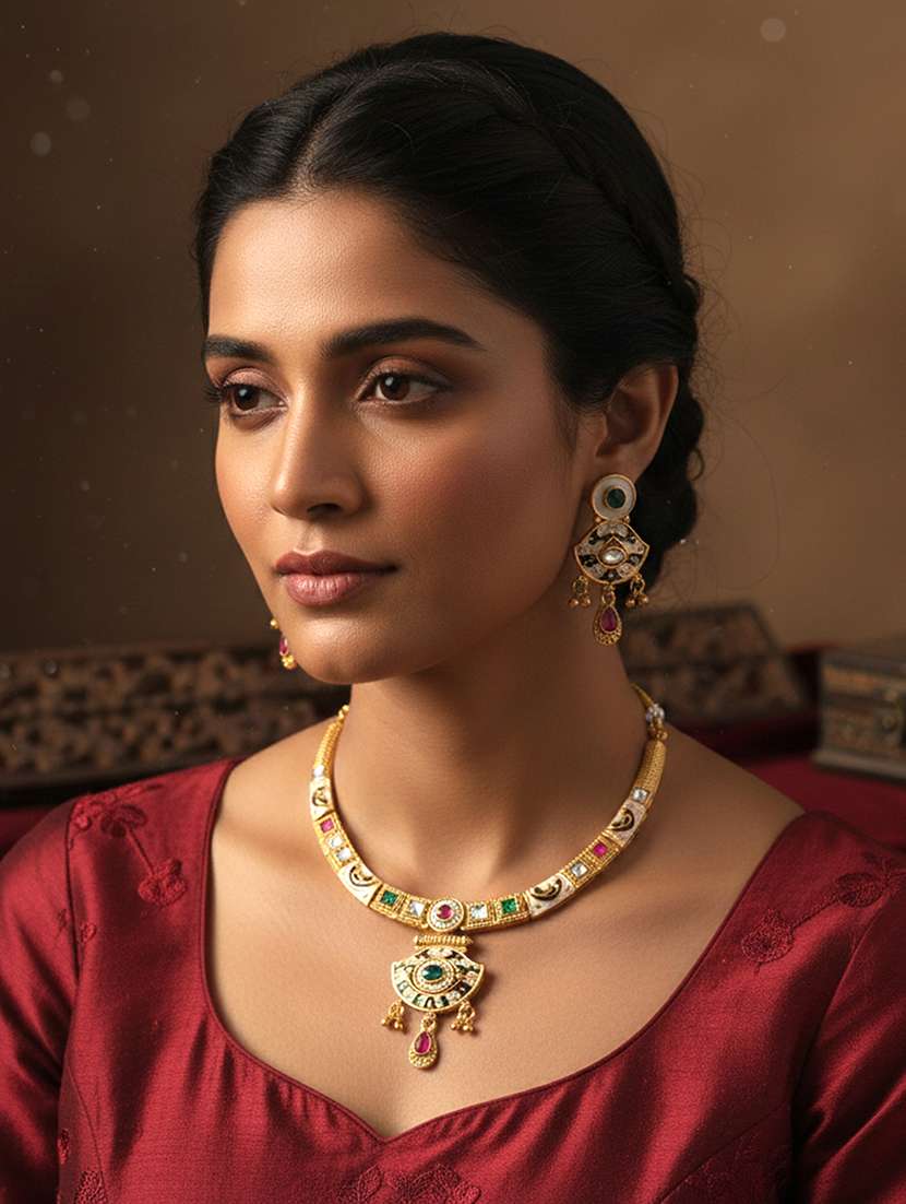 brass micron gold handmade thewa work necklace set f - 22377318 -  Standard Image - 1