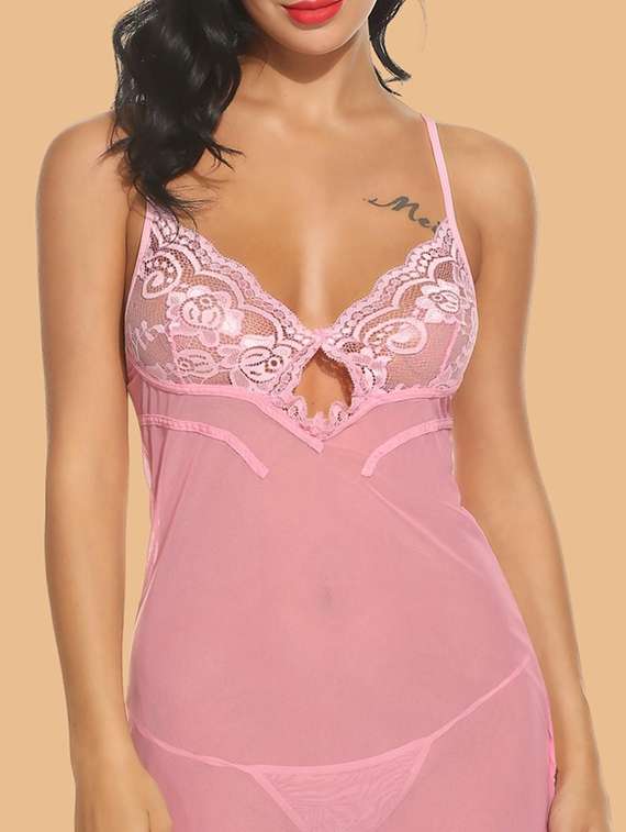 women self designed sleeveless lace babydoll - 22377391 -  Standard Image - 1