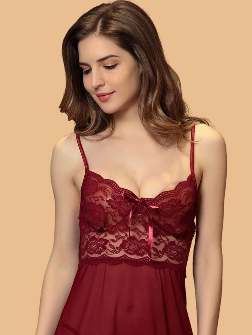 women self designed sleeveless lace babydoll - 22377399 -  Standard Image - 1