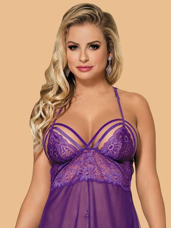women self designed sleeveless lace babydoll - 22377401 -  Standard Image - 1