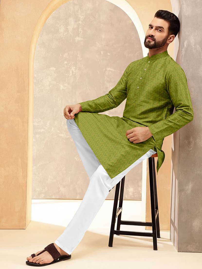 men self designed long sleeve kurta and pyjama set - 22377426 -  Standard Image - 4