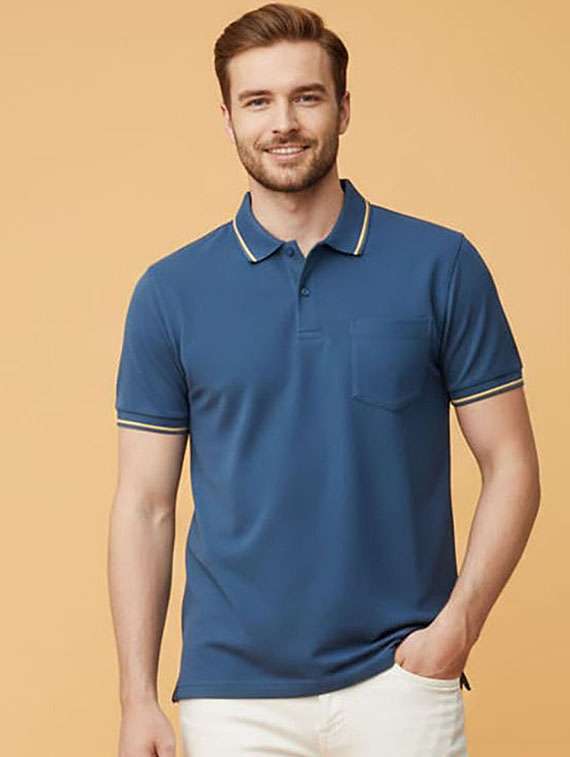 men solid short sleeve polo t-shirt