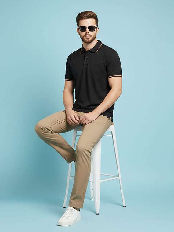 men solid short sleeve polo t-shirt - 22377450 -  Standard Image - 4
