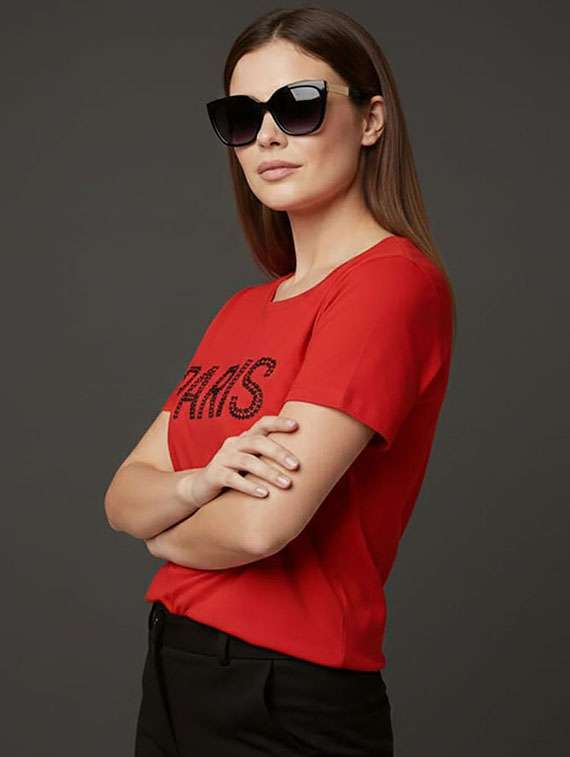 women printed short sleeve t-shirt - 22377462 -  Standard Image - 1