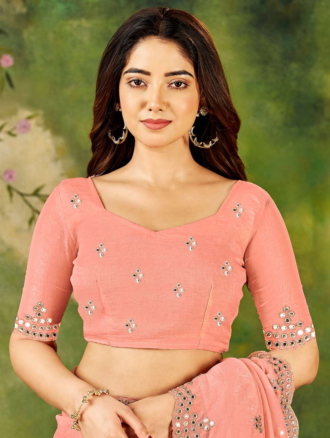 women solid with work embroidered saree with blouse - 22377526 -  Standard Image - 4