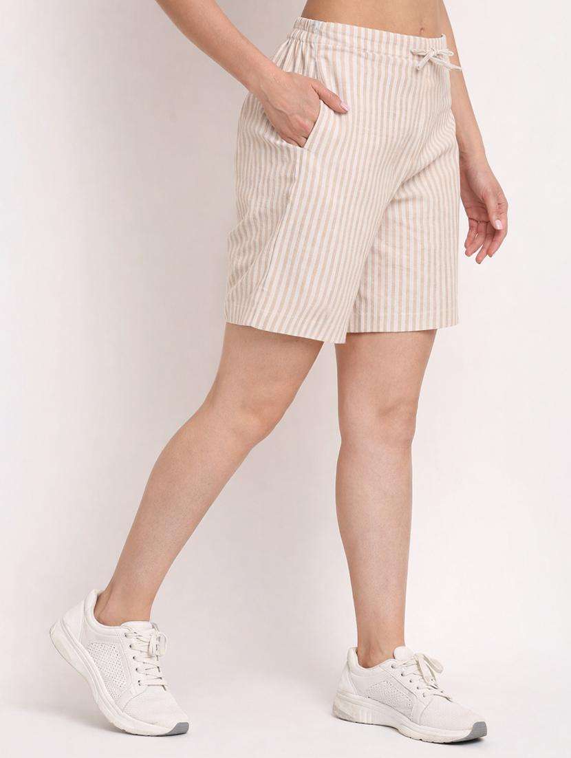women striped mid rise shorts - 22377550 -  Standard Image - 1