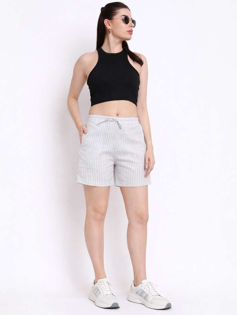 women striped mid rise shorts - 22377552 -  Standard Image - 4