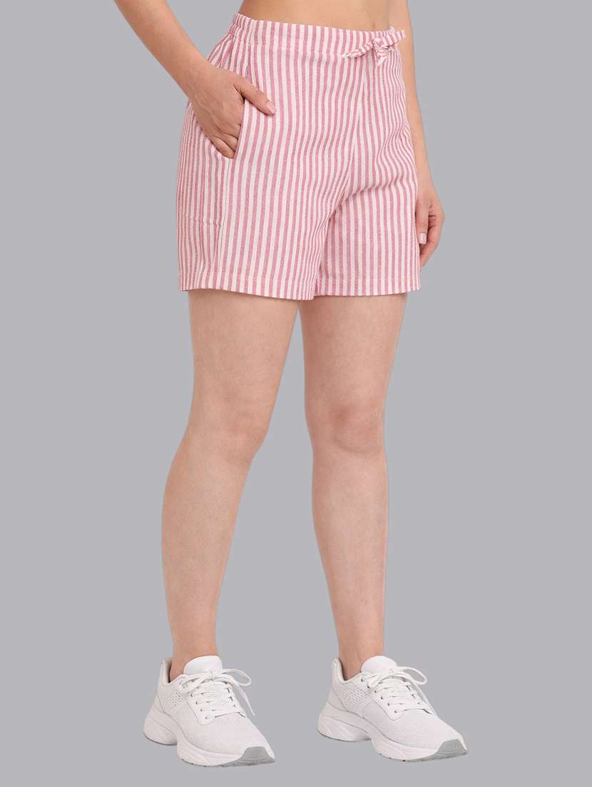 women striped mid rise shorts - 22377554 -  Standard Image - 1