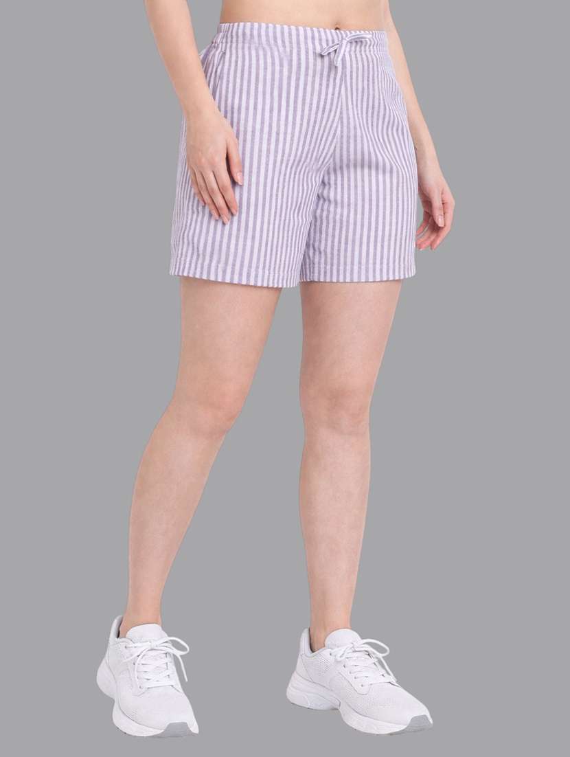 women striped mid rise shorts - 22377555 -  Standard Image - 1