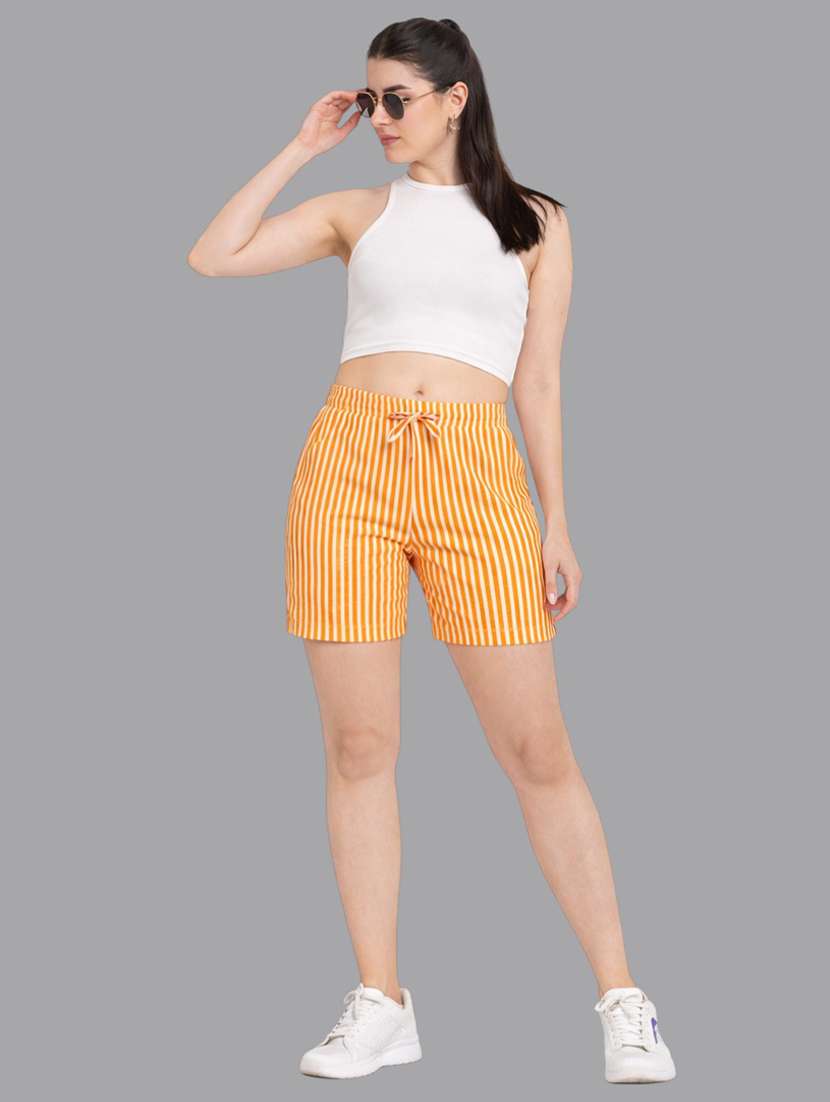 women striped mid rise shorts - 22377556 -  Standard Image - 4