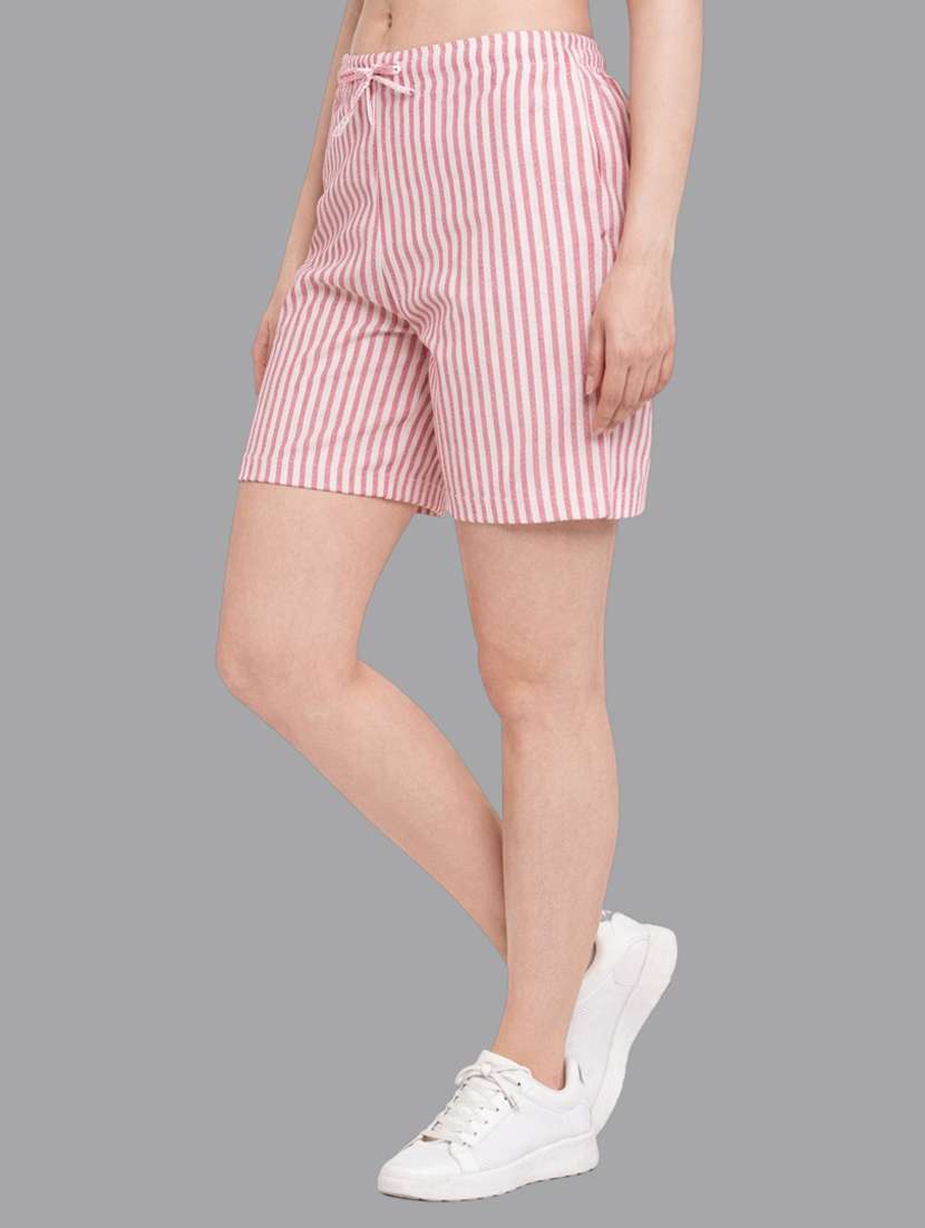 women striped mid rise shorts - 22377557 -  Standard Image - 1