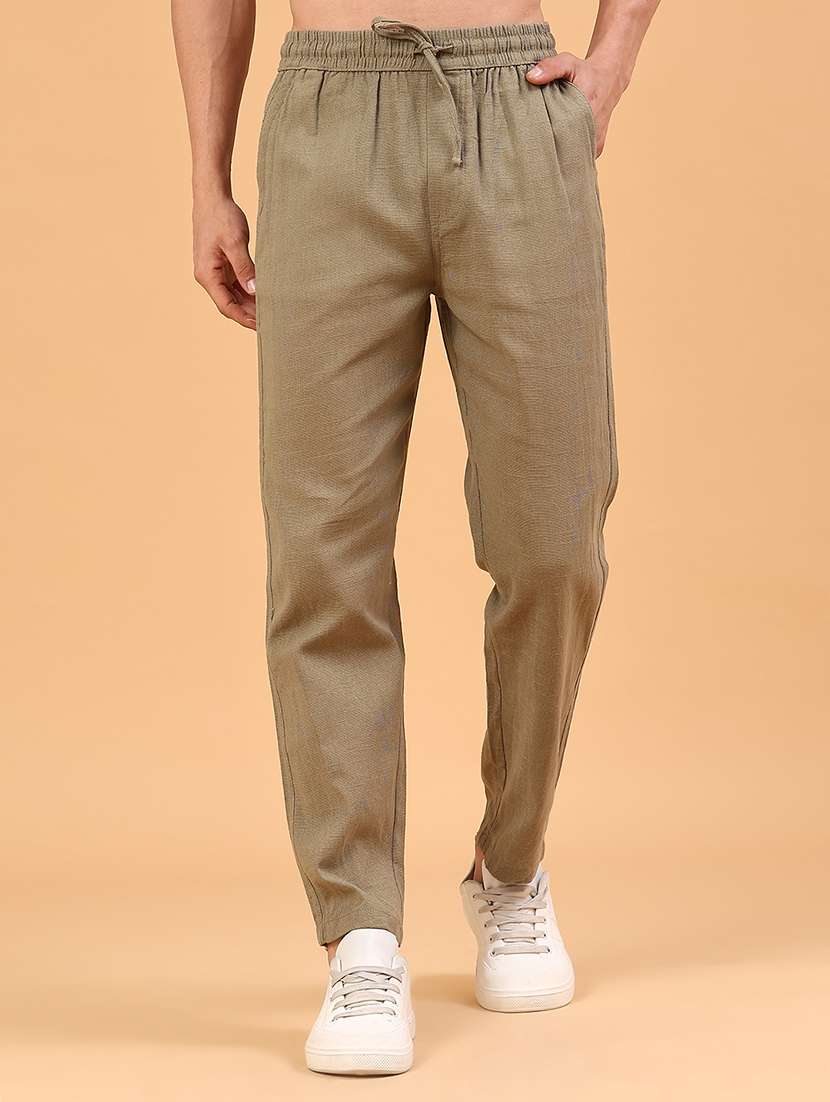 olive cotton  full length track pant
