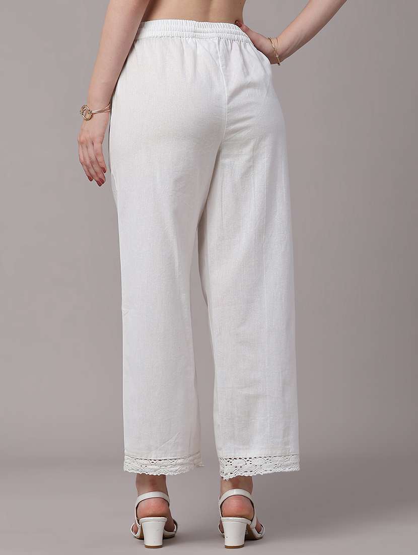 women solid mid rise straight pant - 22377653 -  Standard Image - 4