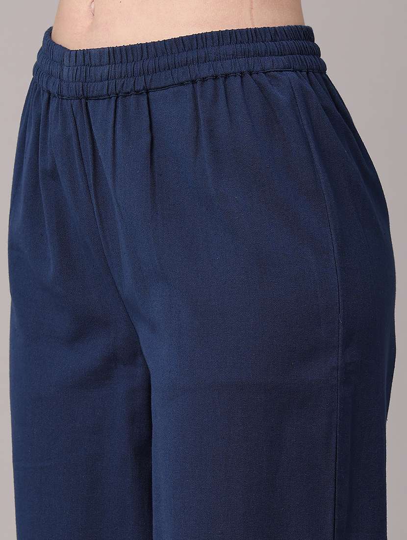 women solid mid rise straight pant - 22377656 -  Standard Image - 1