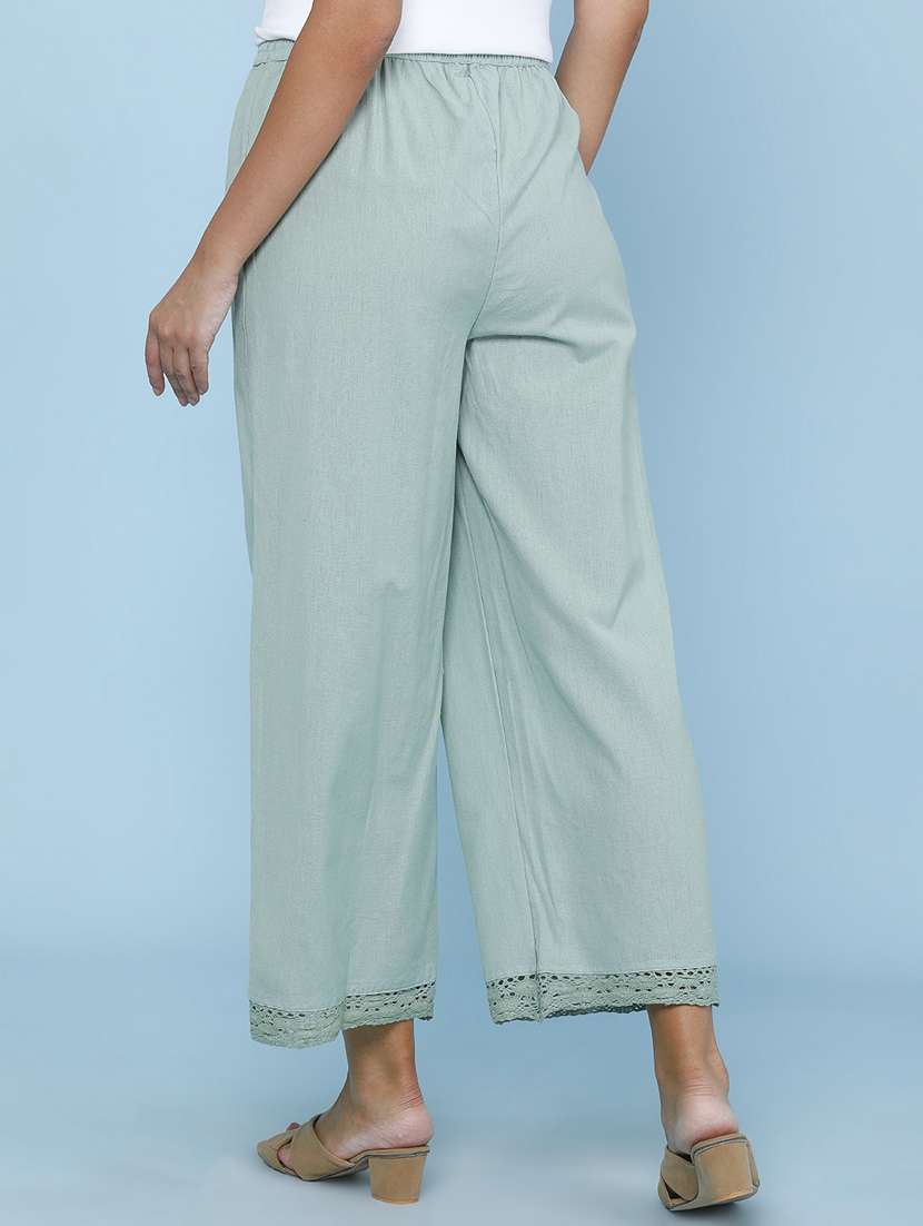 women solid mid rise straight pant - 22377658 -  Standard Image - 4