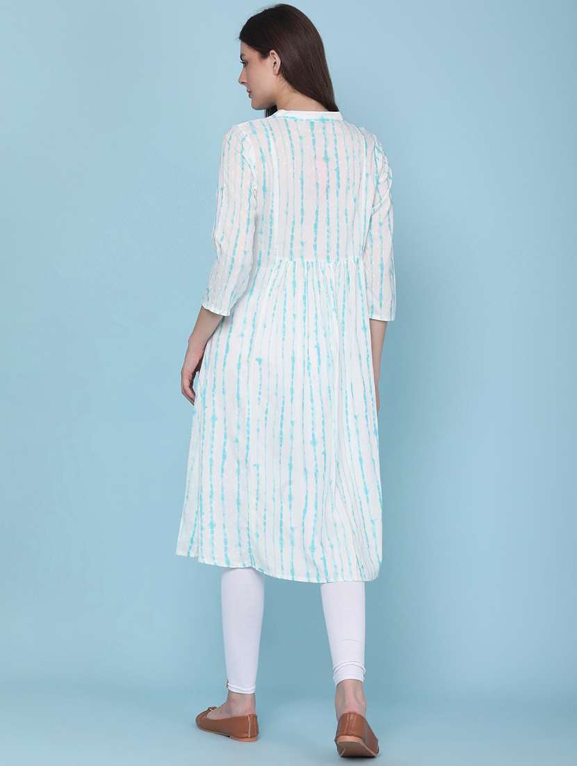 women printed three quarter sleeves a-line kurta - 22377689 -  Standard Image - 4