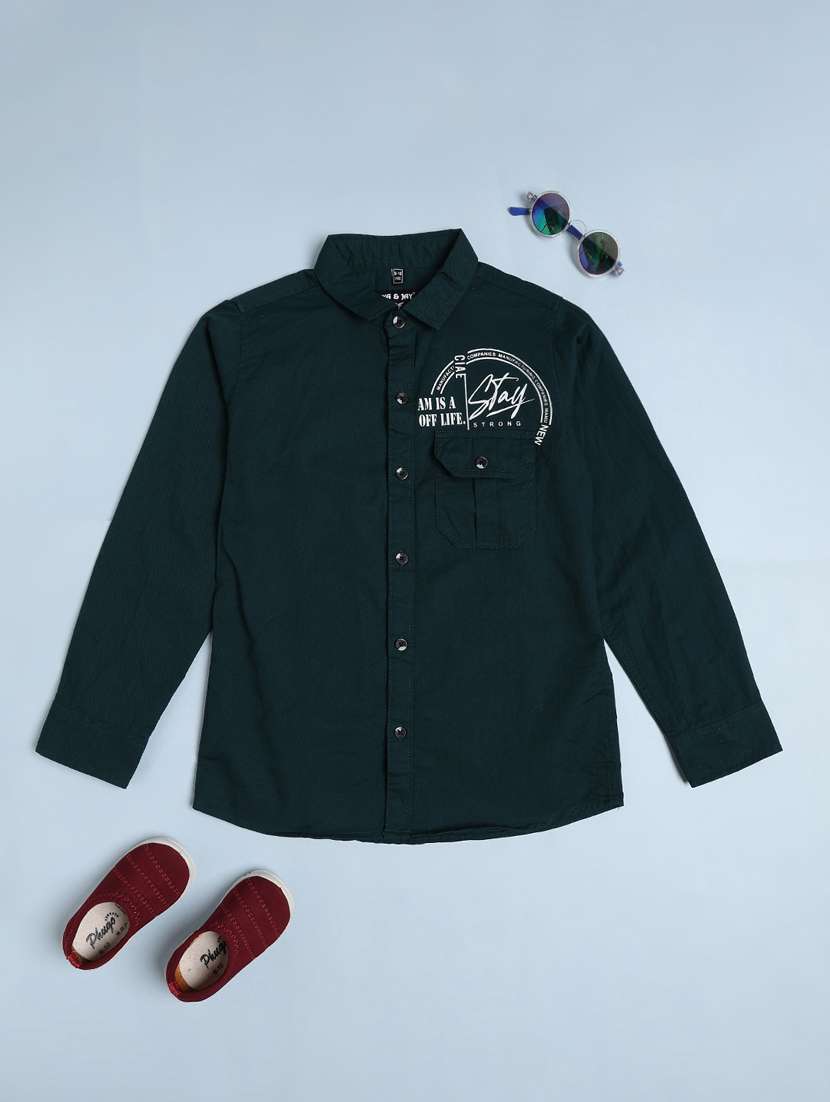 boys printed long sleeves collared shirt - 22377692 -  Standard Image - 1