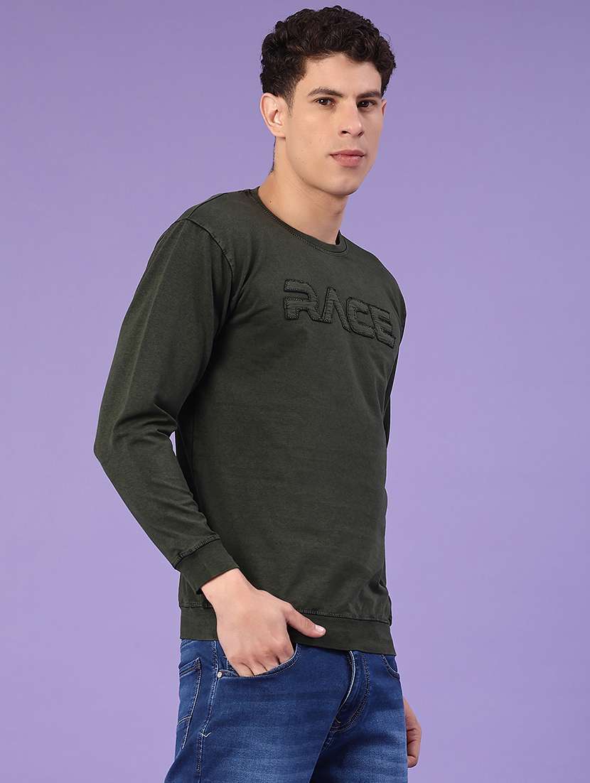 olive cotton blend plain tshirt - 22377700 -  Standard Image - 1