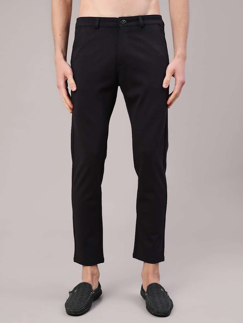 black cotton chinos casual trousers