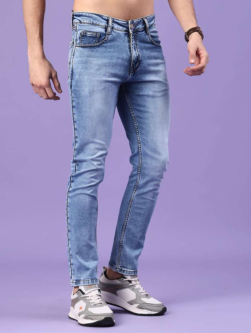 men washed mid rise skinny fit jeans