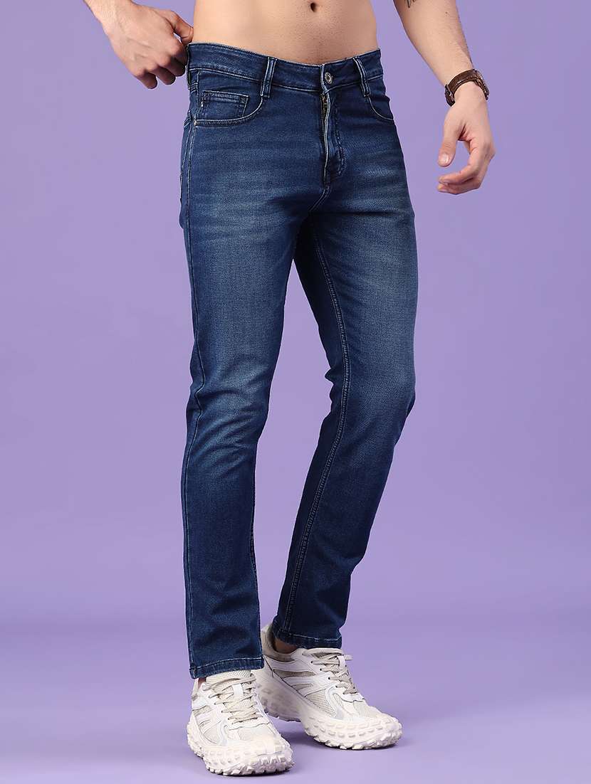 men washed mid rise slim fit jeans
