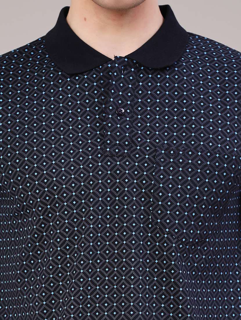 navy blue cotton blend plain tshirt - 22377809 -  Standard Image - 1