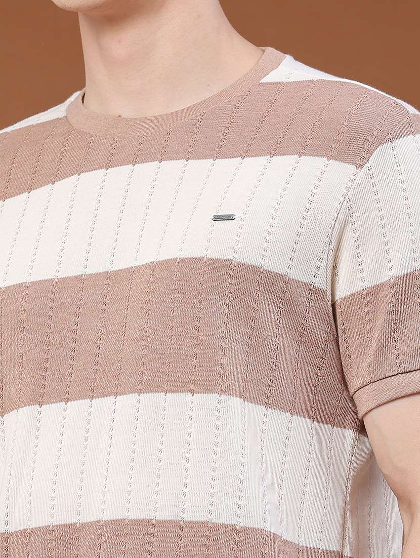 men striped round neck regular fit t-shirt - 22377814 -  Standard Image - 1