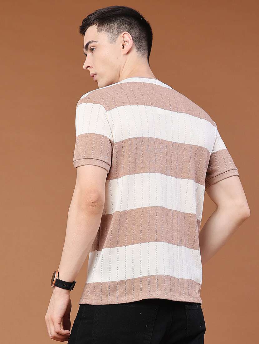 men striped round neck regular fit t-shirt - 22377814 -  Standard Image - 4