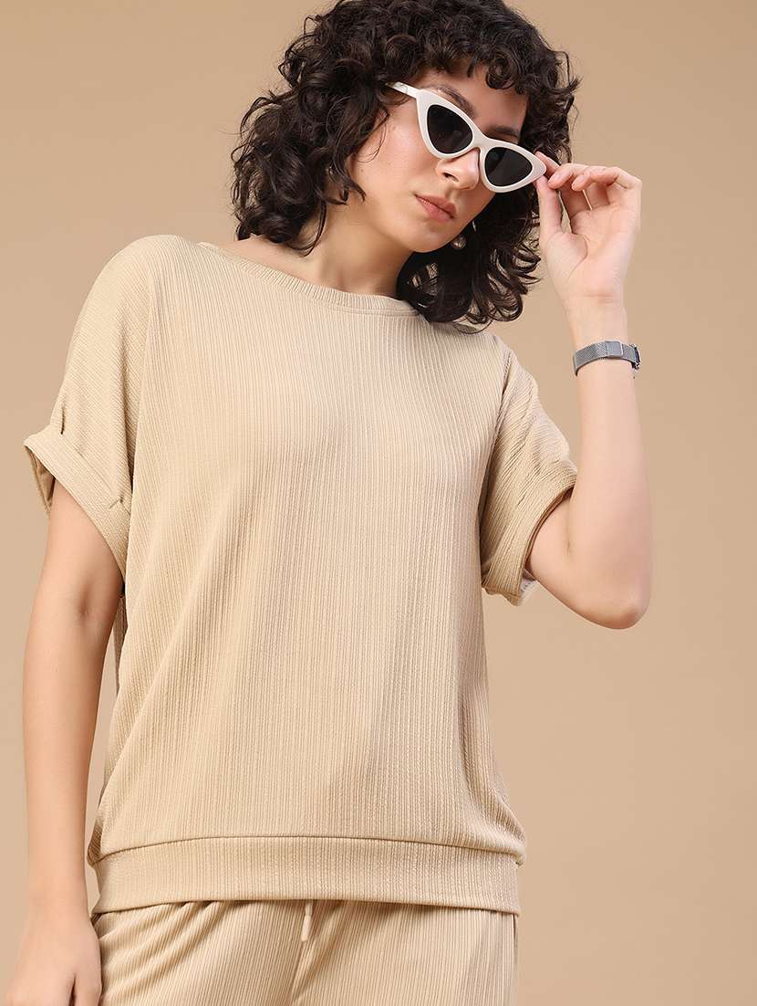 women self design round neck top and trouser co-ord set - 22377822 -  Standard Image - 1