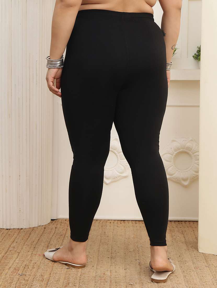 women pack of 2 plus size solid mid rise legging - 22377918 -  Standard Image - 4
