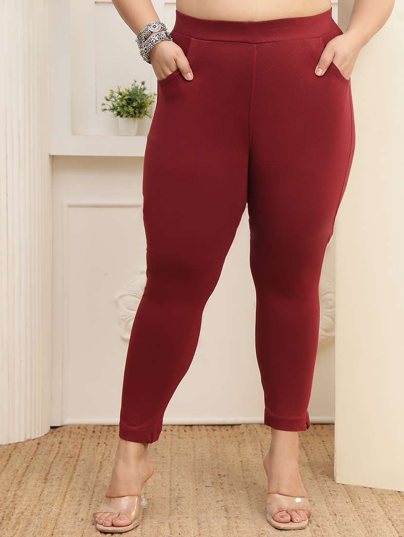women pack of 2 plus size solid mid rise legging - 22378026 -  Standard Image - 1