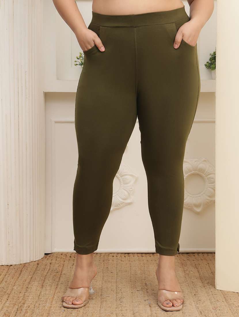 Women Pack Of 2 Plus Size Solid Mid Rise Legging - 22378180 -  Standard Image - 1
