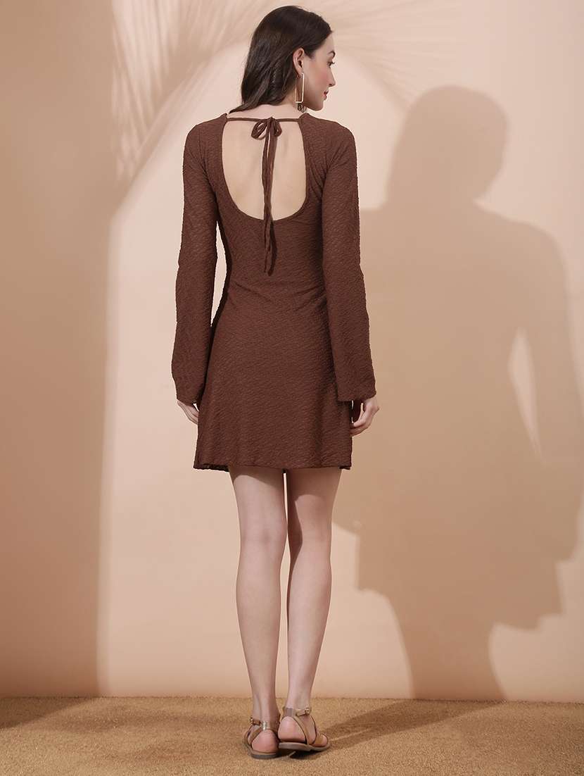 women solid bell sleeve bodycon dress - 22378252 -  Standard Image - 4