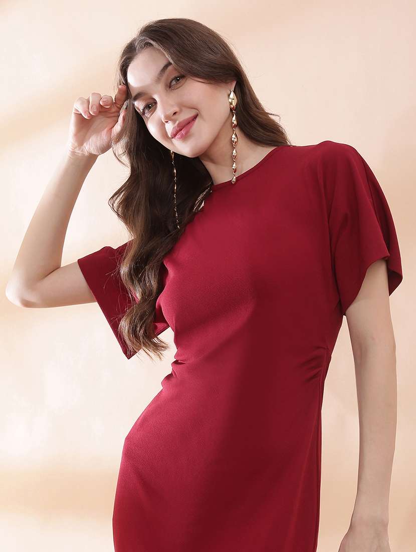 women solid puff sleeve bodycon dress - 22378254 -  Standard Image - 1