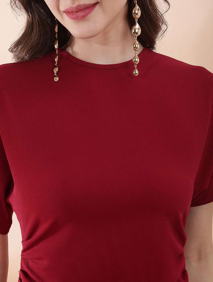 women solid puff sleeve bodycon dress - 22378254 -  Standard Image - 4