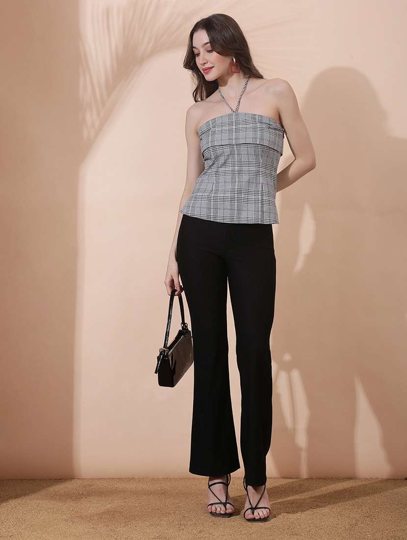 womne checkered sleeveless tube top - 22378255 -  Standard Image - 4