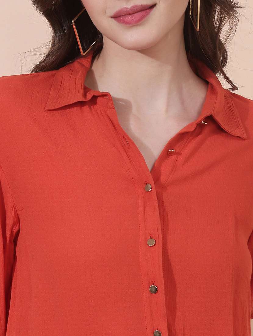women solid collared long sleeve shirt - 22378261 -  Standard Image - 1