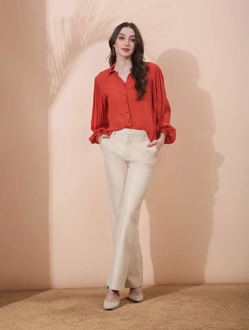 women solid collared long sleeve shirt - 22378261 -  Standard Image - 4