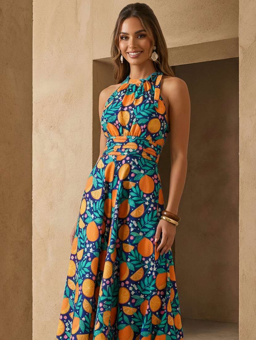 women printed halter neck sleeveless jumpsuit - 22378263 -  Standard Image - 1
