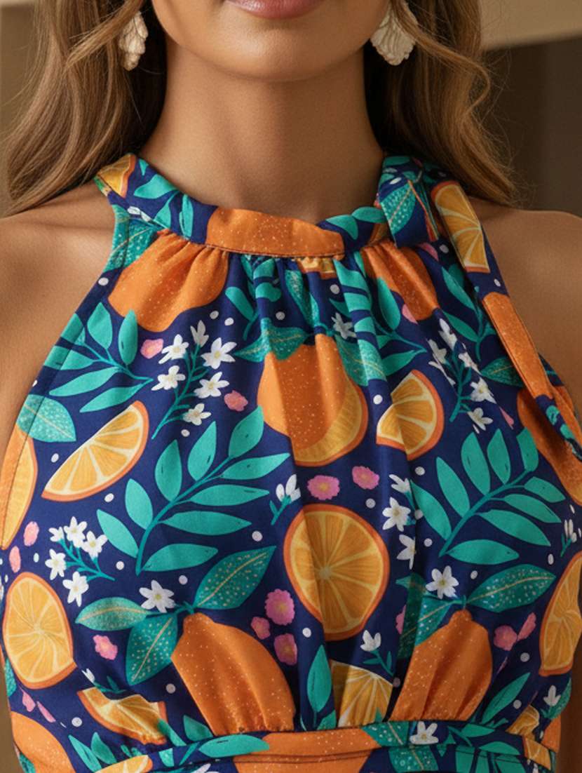 women printed halter neck sleeveless jumpsuit - 22378263 -  Standard Image - 4