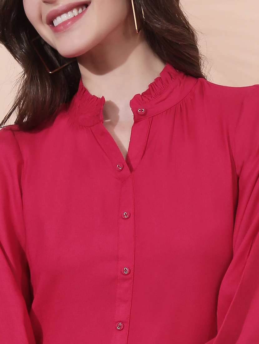 women solid long sleeve a-line kurta - 22378301 -  Standard Image - 4