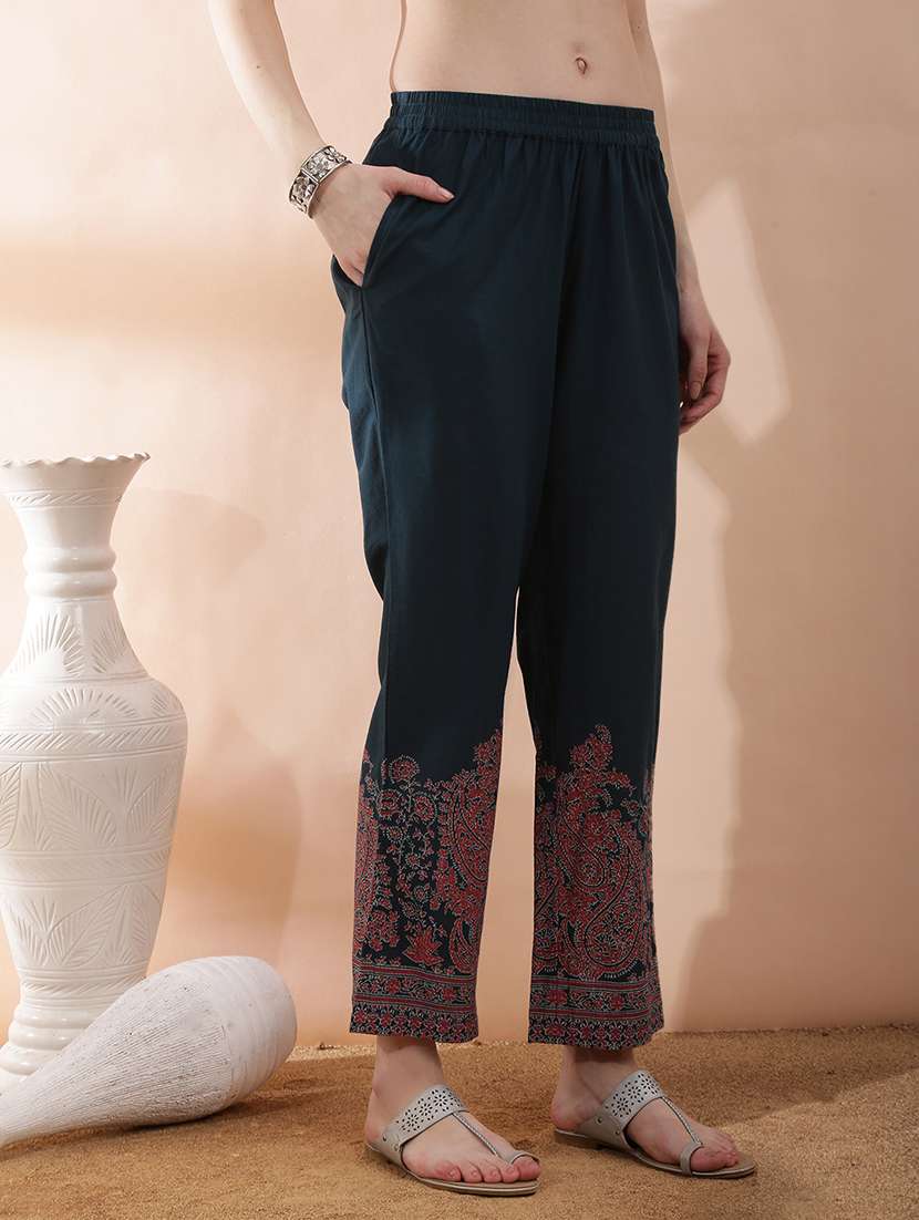 women paisley three quarter sleeve kurta pant set - 22378307 -  Standard Image - 4