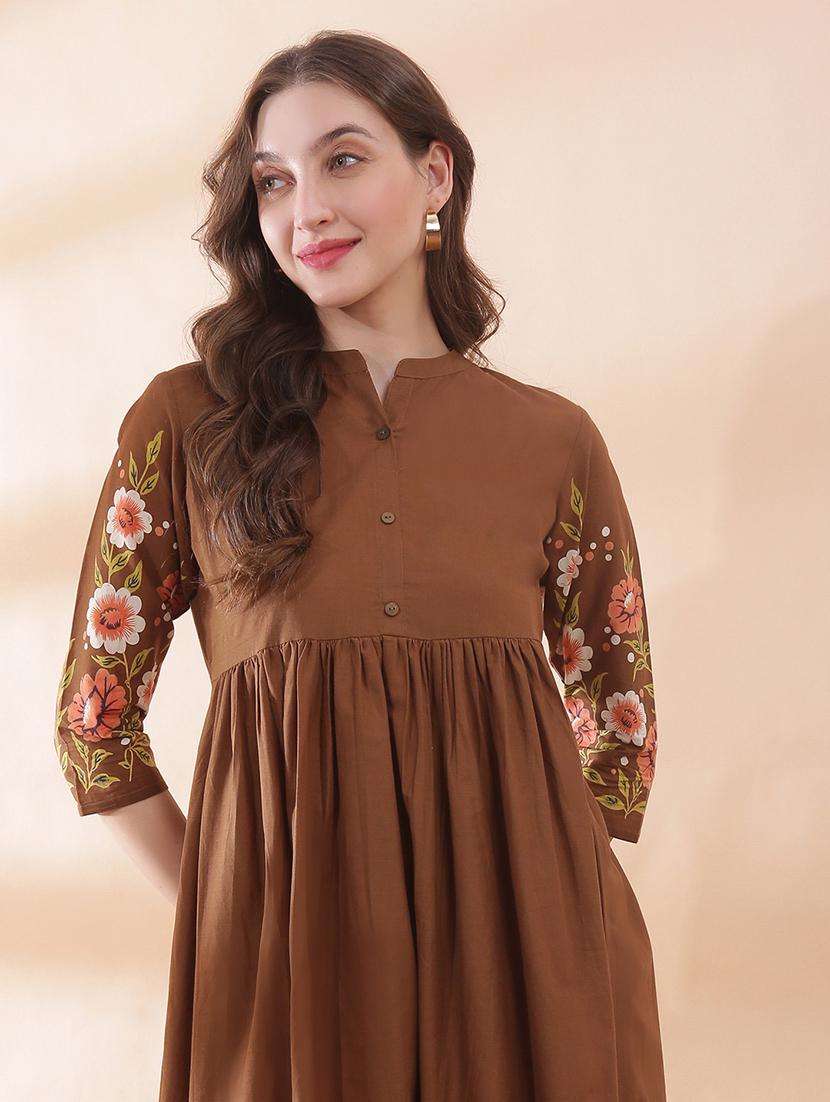 women floral three quarter sleeve ethnic dress - 22378326 -  Standard Image - 1
